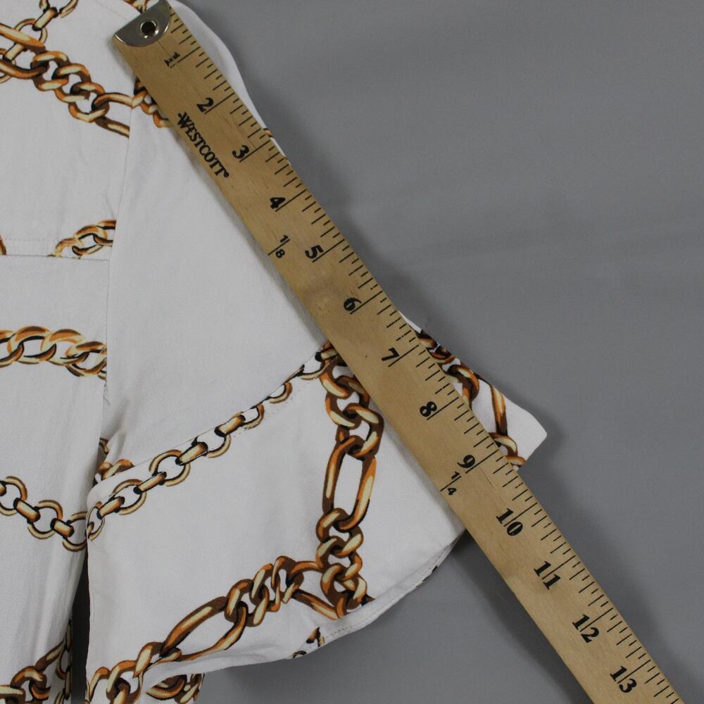 Maeve Dress XS Chain Printed Short Sleeve Maxi White Elegant Party Chic Classic - Picture 11 of 13